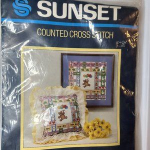 Sunset Counted Cross Stitch Kit “Bears, Balloons &Butterflies” New Sealed